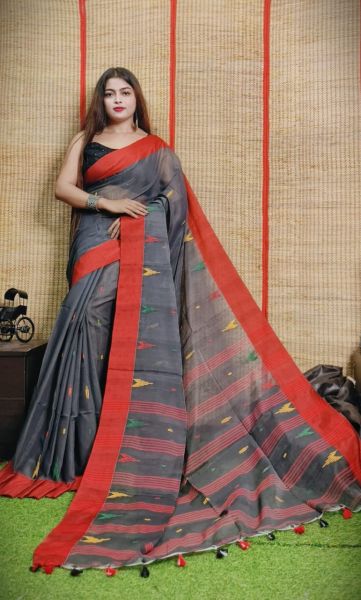 Black Buti Design Pure Handloom Silk Cotton Saree