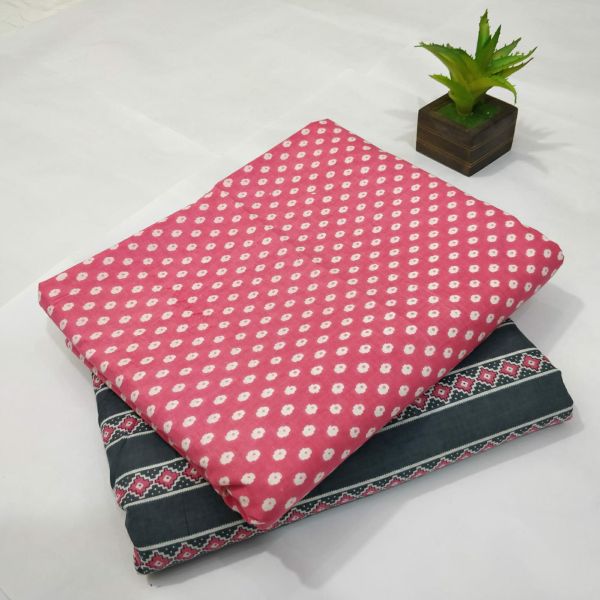 Pink Black Hand Block Printed Cotton Kurti And Pant