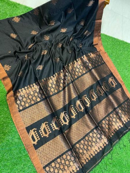 Black Butta Matka Silk Banarasi Saree