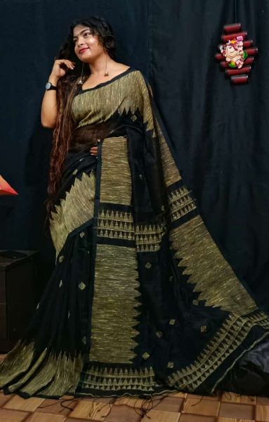 Black Ghicha Pure Handloom Organic Saree