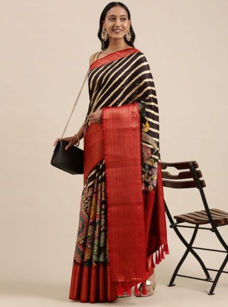 Banarasi Silk Kalamkari Block Print Party Wear Saree