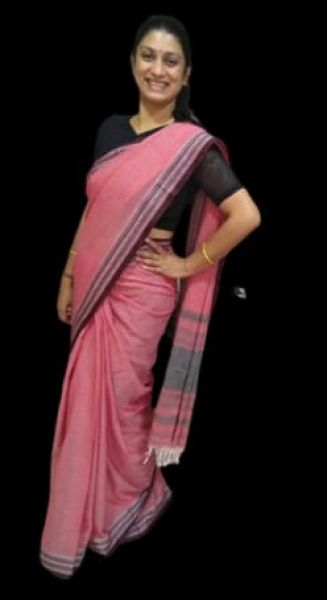 Rose Pink Cotton Saree From Bengal