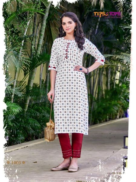 White Party Wear Kurti With Cotton Pant