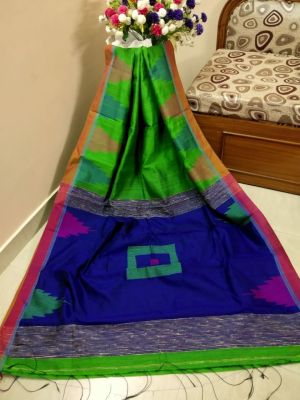 Multi Colour Pure Handloom Silk Cotton Saree From Bengal