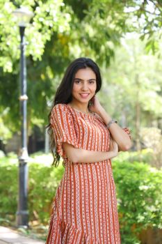Light Red Pure Cotton Hand Block Printed One Piece