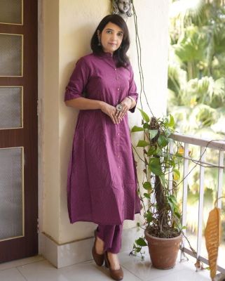 Wine Berry Pure Handloom Cord Set