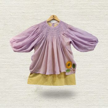 Lavender Slub Cotton Balloon Top