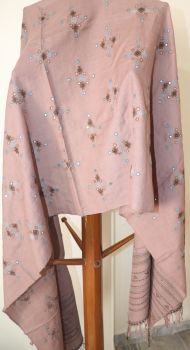 Pink Flare Pure Organic Handloom Mirror Work Shawl