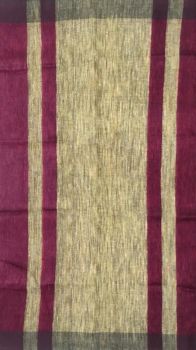 Marron & Black Plain Linen Saree