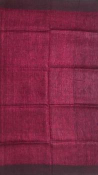 Marron & Black Plain Linen Saree
