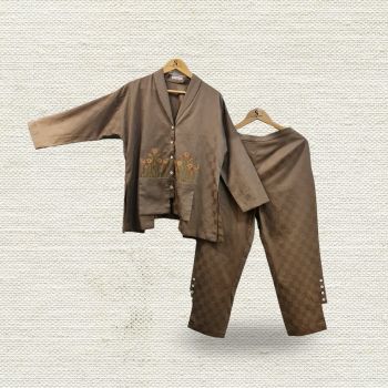 Brown Brocade Co-ord Set