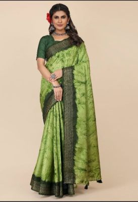 Forest Green Pure Handloom Banarasi Silk Saree From Banaras