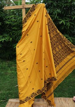 Yellow Butta Eri Silk Pure Handloom Saree From Assam