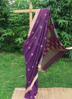 Purple Butta Eri Silk Pure Handloom Saree From Assam