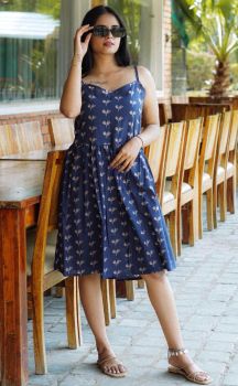 Cloud Burst Hand Block Printed Cotton One Piece From Rajasthan