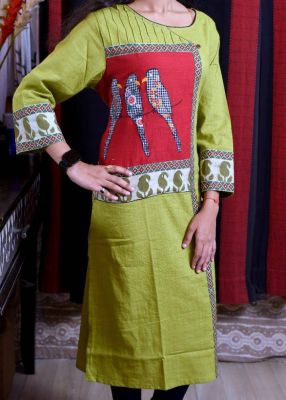 Aqua Green Pure Handloom Long Kurti From Bengal
