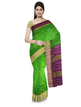 Light Green Pure Handloom Cotton Silk Saree