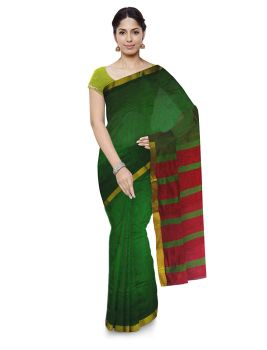 Green Pure Handloom Cotton Silk Saree