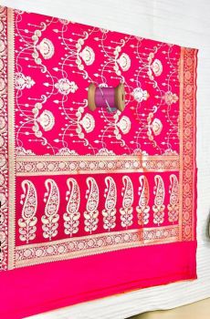 Pink Flower Design Silk Ikat Patola Saree