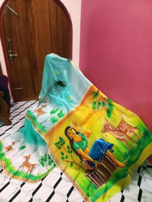 Multi Colour Pure Handloom Kerala Cotton Saree From Bengal