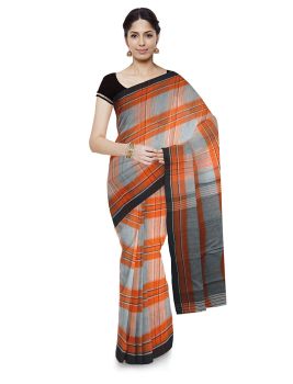 Multi-Colour Check Work Handloom Cotton From Bengal saree