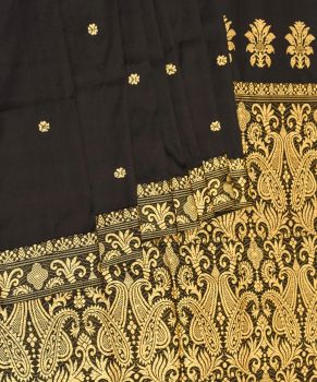 Black Butta Mulberry Silk Handloom Saree From Assam