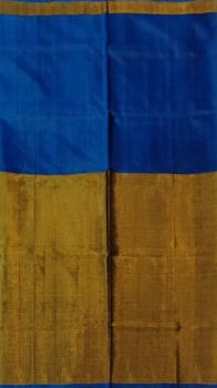 Navy Blue Uppada Tissue Silk Saree With Golden Border