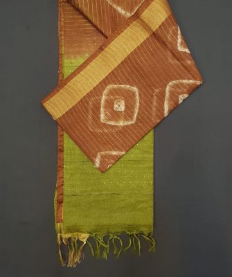 Brown Pure Handloom Katan Silk Saree From Bhagalpur