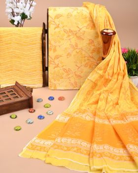 Yellow Handloom Suit With Cotton Dupatta