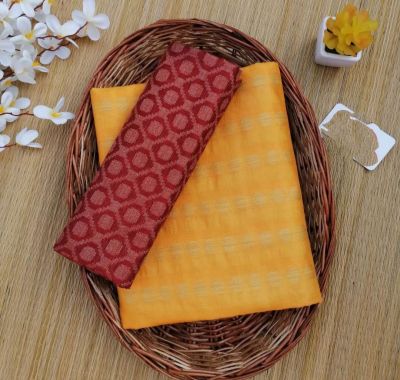 Orange Pure Handloom jacquard Silk Saree From Banaras