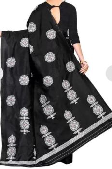 Black Mercerized Cotton Silk Antique Zari Saree From Banaras