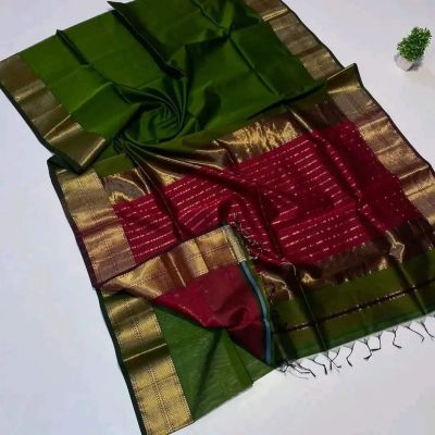 Multi Colour Pure Handloom Maheshwari Silk Cotton Saree From Bengal