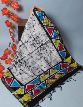 Bagru Hand Block Printed Chanderi Silk Dupatta