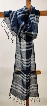 Blue Cotton And Stole Pure Handloom From Assam