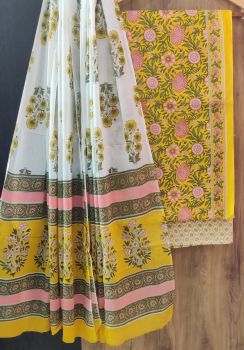 Dark Beige Printed Suit With Flower Design Dupatta