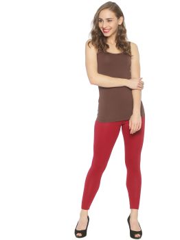 Maroon Lycra Cotton Ankle Length Leggings