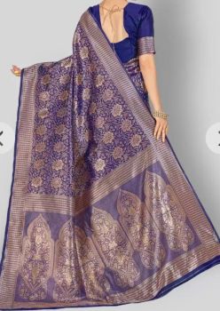 Light Purple Semi Silk Butta Saree From Banaras