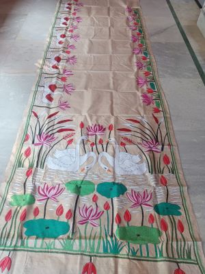 Cream Pure Handloom Kantha Stitch Saree From Bengal