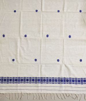 White Eri Silk And Stole Pure Handloom From Assam
