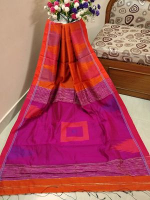 Multi Colour Pure Handloom Silk Cotton Saree From Bengal