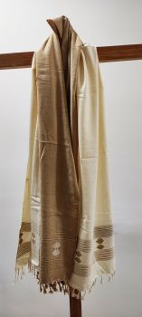 White Coffee Eri Silk And Viscose Stole Pure Handloom From Assam