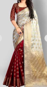Pearl Bush Mercerized Cotton Silk Saree From Banaras
