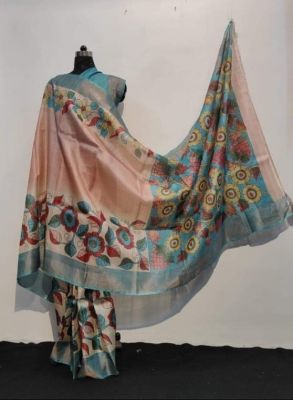 Coral Tree Pure Handloom Kantha Silk Saree From Bengal