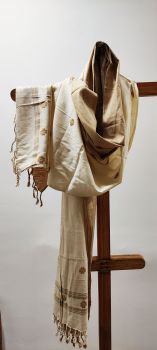 White Cream Eri Silk And Viscose Stole Pure Handloom From Assam