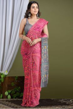 Tamato Red Print Cotton Saree