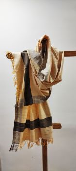 Cream Eri Silk And Stole Pure Handloom From Assam