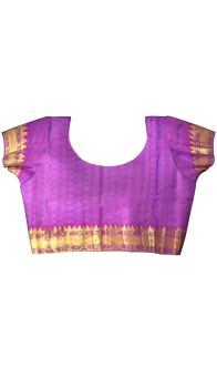 Kanchipuram Saree withPink blue equal flower zari borderwith Self Embossed DesignZari rich pallu emboss
