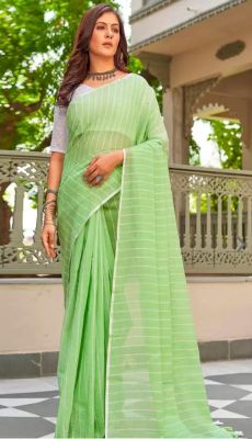 Mint Green Pure Handloom Cotton Saree From Banaras