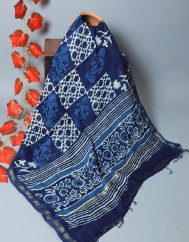 Bagru Hand Block Printed Chanderi Silk Dupatta