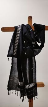 Black Cotton Stole Pure Handloom From Assam